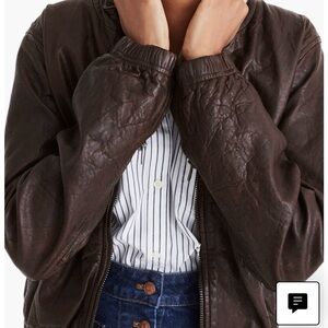 Madewell Leather Bomber Jacket in Dark Coffee